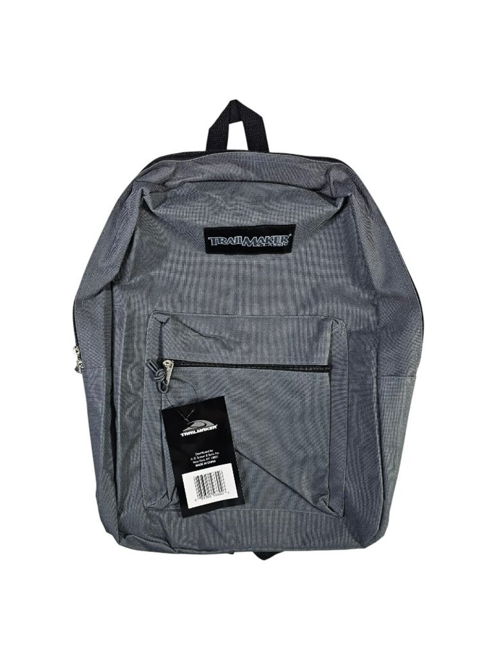 Trailmaker NWT Gray Classic Backpack w/ Front Zip Pocket & Adjustable Straps